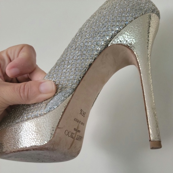 JIMMY CHOO Champagne Glitter "Luna" Heels...RARE! - Picture 10 of 11